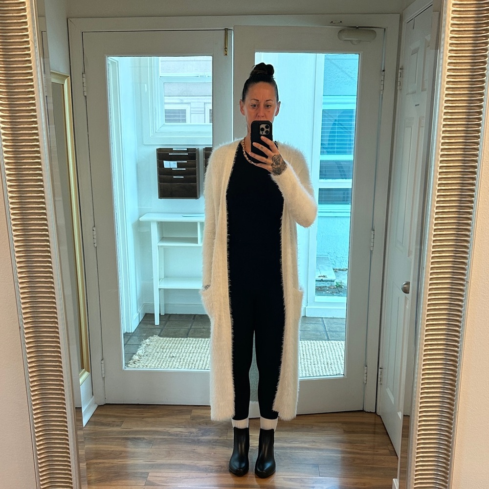 Super long cardigan. White and very soft. Size Medium